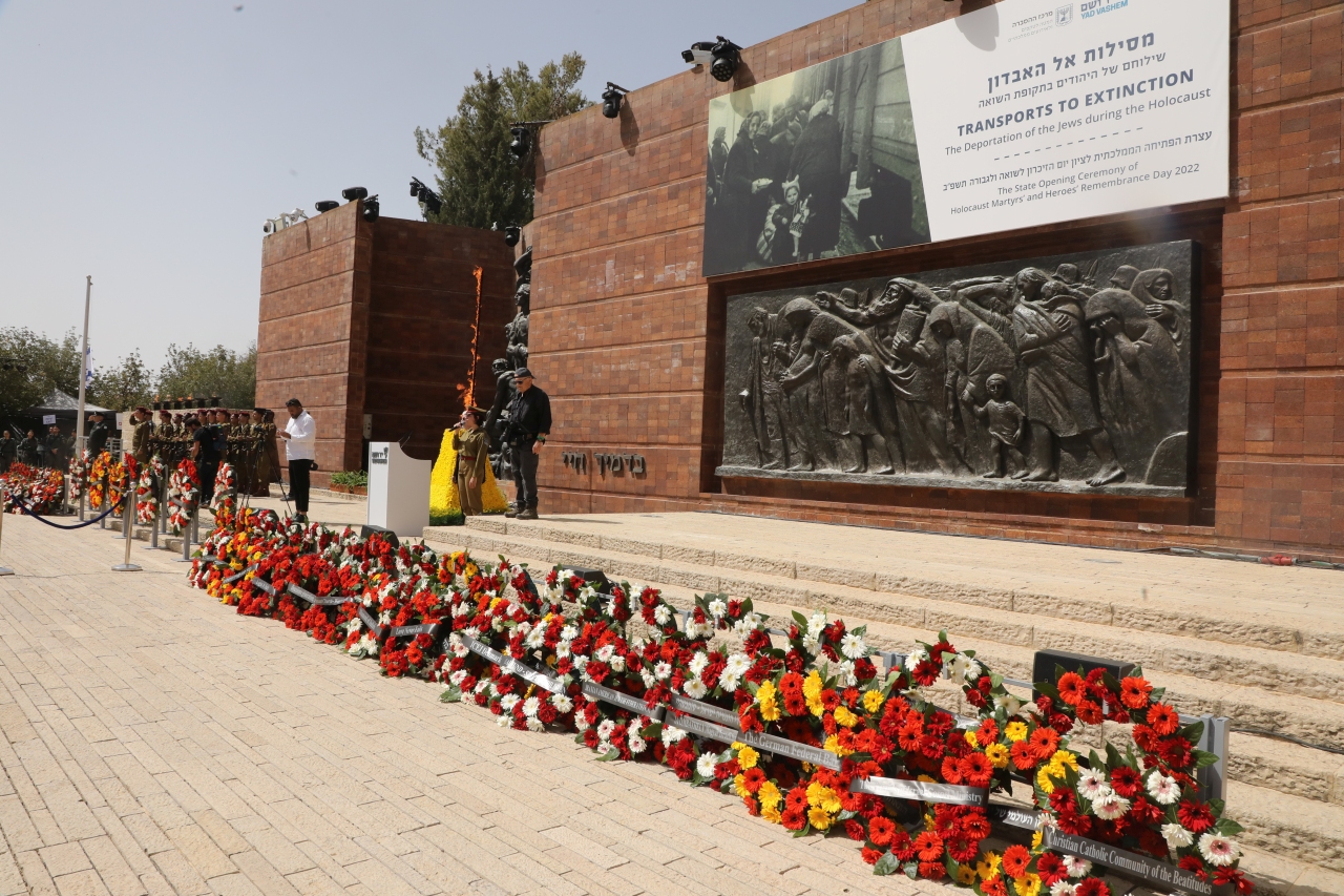 Dozens of wreaths were laid in memory of the Holocaust victims by dignitaries from Israel and around the world